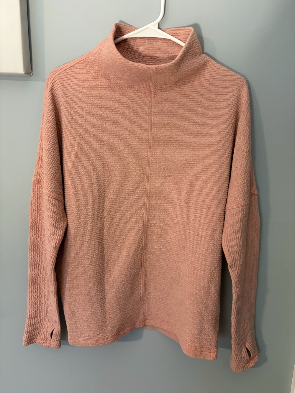 Lululemon Along The Way Mock Neck Sweater Size 12 Heathered Copper Clay Pink